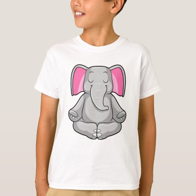 Elefant bei Yoga in Cross-Bid T-Shirt (Vorderseite)