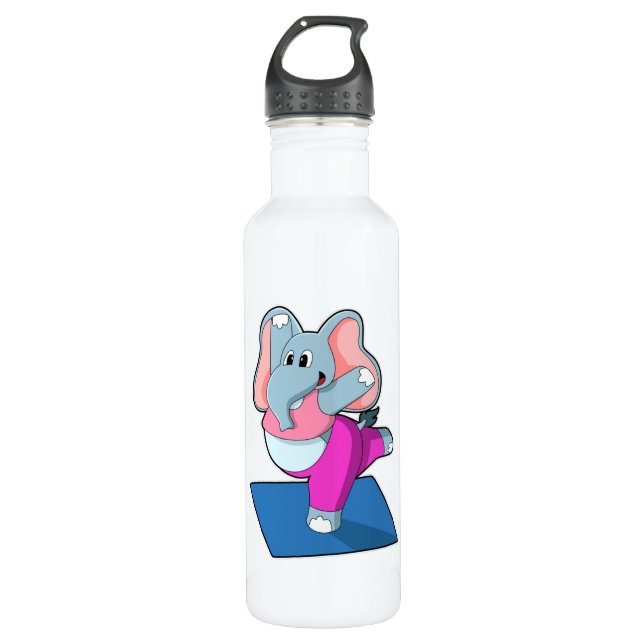 Elefant bei Yoga Stretching Übungen in Stehend Edelstahlflasche (Vorderseite)