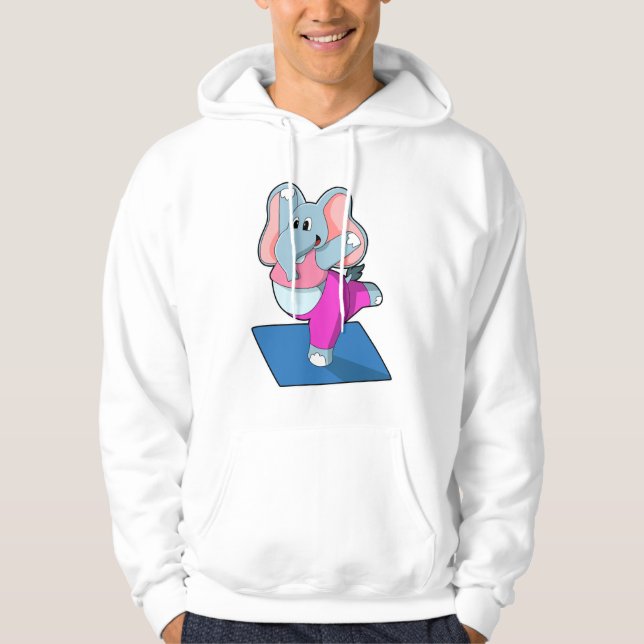 Elefant bei Yoga Stretching Übungen in Stehend Hoodie (Vorderseite)