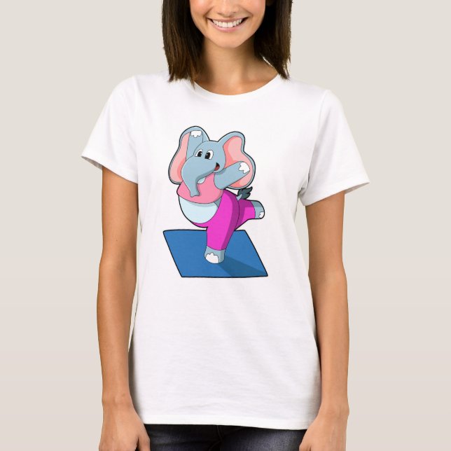 Elefant bei Yoga Stretching Übungen in Stehend T-Shirt (Vorderseite)
