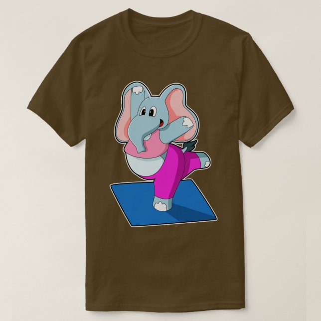 Elefant bei Yoga Stretching Übungen in Stehend T-Shirt (Design vorne)