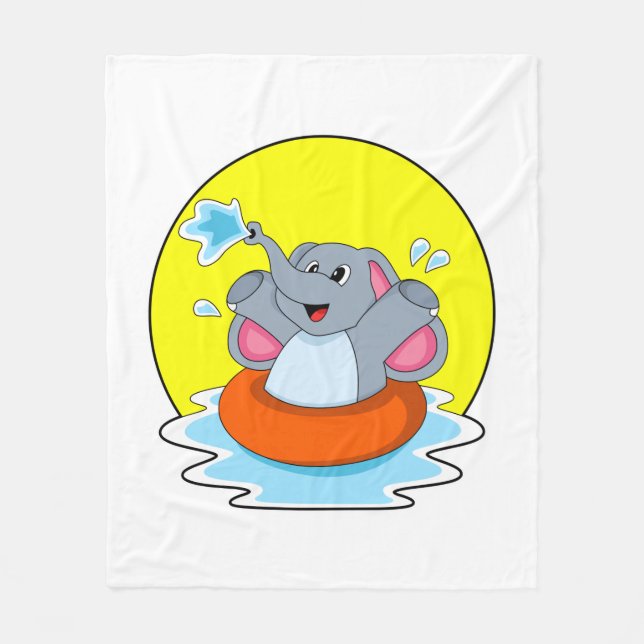 Elefant beim Baden mit Lifebuoy Fleecedecke (Vorderseite)
