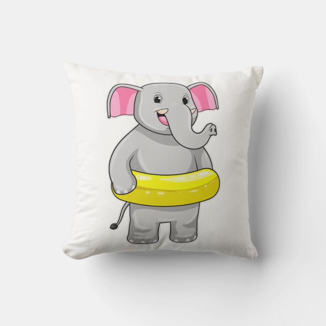 Elefant beim Baden mit Lifebuoy Kissen (Vorderseite)
