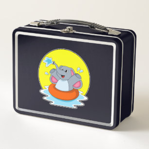 Elefant beim Baden mit Lifebuoy Metall Brotdose