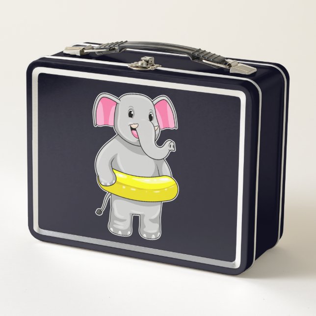 Elefant beim Baden mit Lifebuoy Metall Brotdose (Vorderseite)