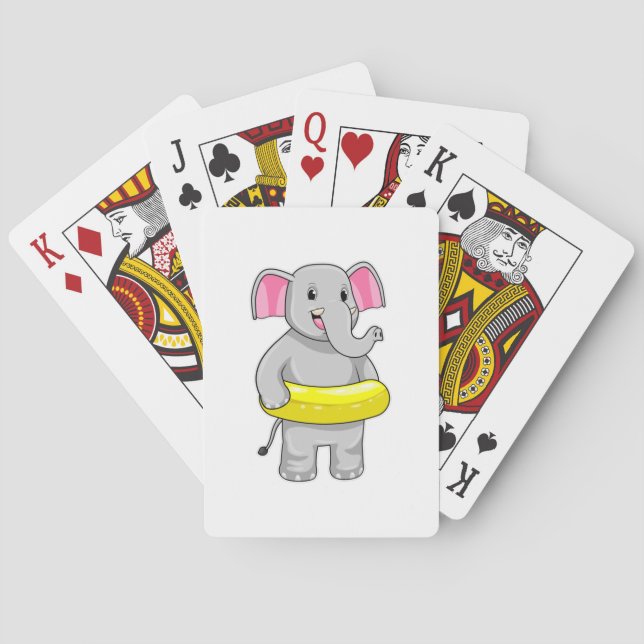 Elefant beim Baden mit Lifebuoy Spielkarten (Rückseite)