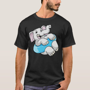 Elefant beim Baden mit Schwimmring T-Shirt