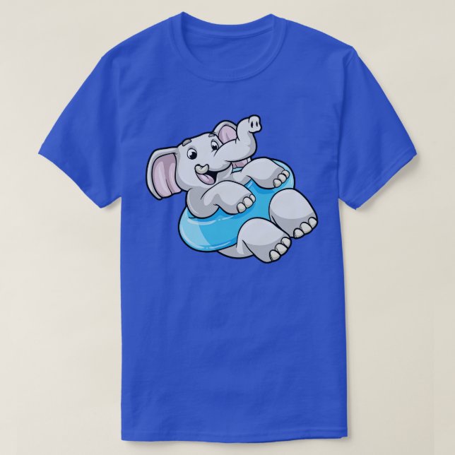 Elefant beim Baden mit Schwimmring T-Shirt (Design vorne)