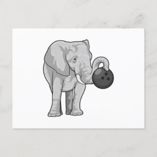 Elefant beim Bowling mit Bowlingkugel Postkarte