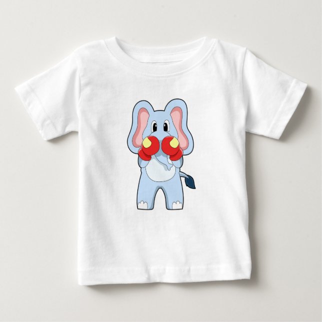 Elefant beim Boxen mit Boxhandschuhen Baby T-shirt (Vorderseite)