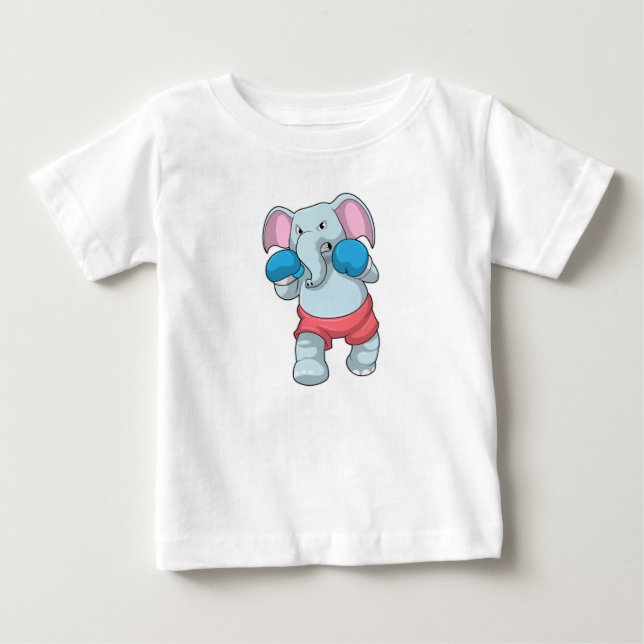 Elefant beim Boxen mit Boxhandschuhen Baby T-shirt (Vorderseite)