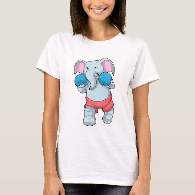 Elefant beim Boxen mit Boxhandschuhen T-Shirt (Vorderseite)
