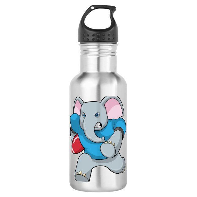 Elefant beim Fußball mit Ausrüstung Edelstahlflasche (Vorderseite)