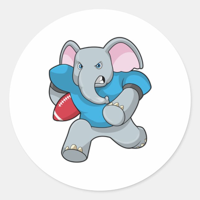 Elefant beim Fußball mit Ausrüstung Runder Aufkleber (Vorderseite)