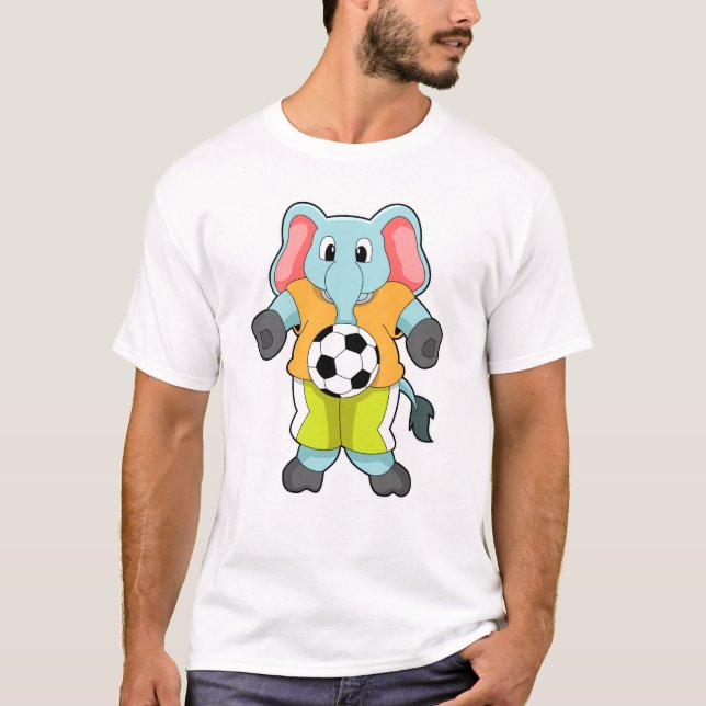 Elefant beim Fußballsport T-Shirt (Vorderseite)