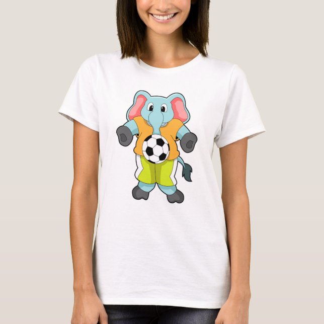 Elefant beim Fußballsport T-Shirt (Vorderseite)