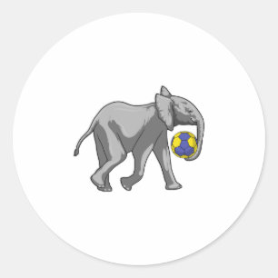 Elefant beim Handball-Sport Runder Aufkleber