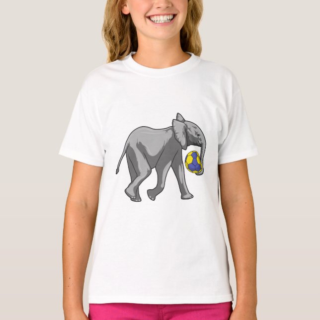 Elefant beim Handball-Sport T-Shirt (Vorderseite)