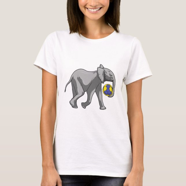 Elefant beim Handball-Sport T-Shirt (Vorderseite)
