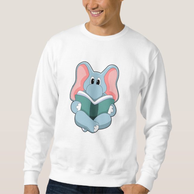 Elefant beim Lesen mit Buch Sweatshirt (Vorderseite)