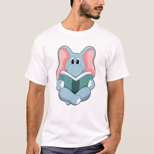 Elefant beim Lesen mit Buch T-Shirt (Vorderseite)