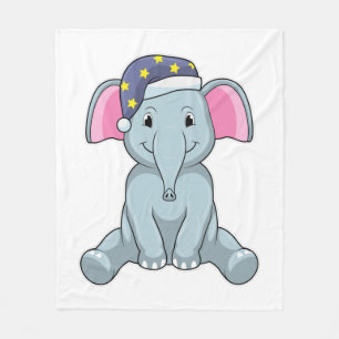 Elefant beim Schlafen mit Nachtkappe Fleecedecke