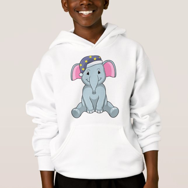 Elefant beim Schlafen mit Nachtkappe Hoodie (Vorderseite)