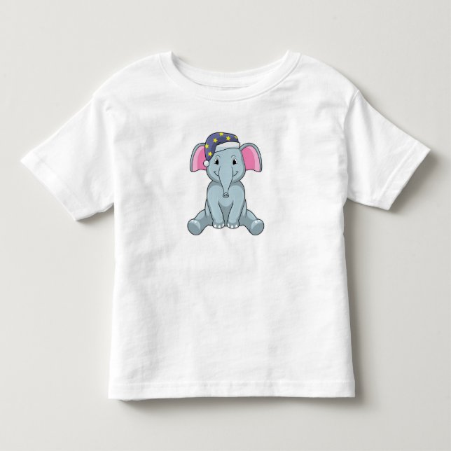 Elefant beim Schlafen mit Nachtkappe Kleinkind T-shirt (Vorderseite)