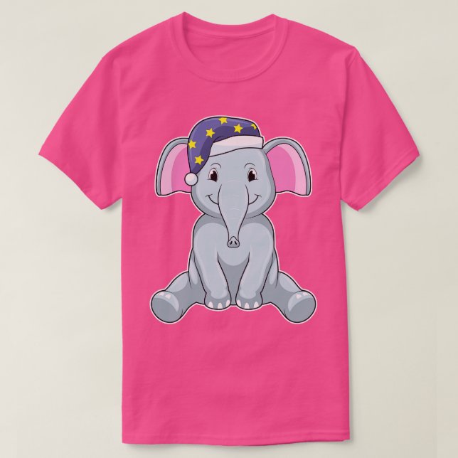 Elefant beim Schlafen mit Nachtkappe T-Shirt (Design vorne)