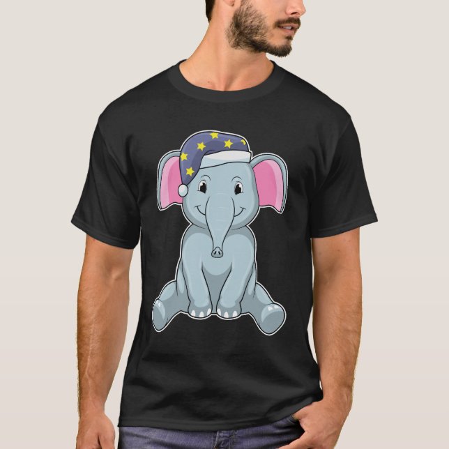 Elefant beim Schlafen mit Nachtkappe T-Shirt (Vorderseite)