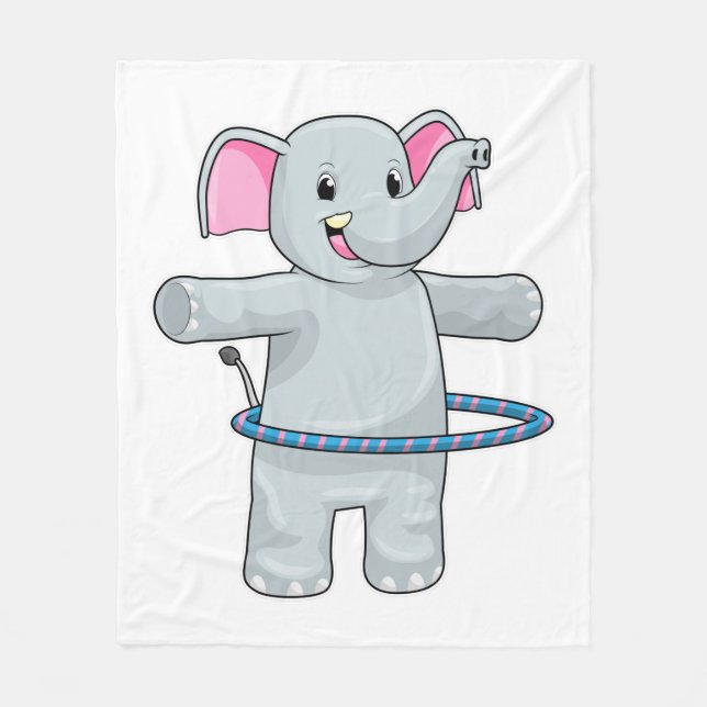 Elefant beim Sport mit Reifen der Fitness Fleecedecke (Vorderseite)