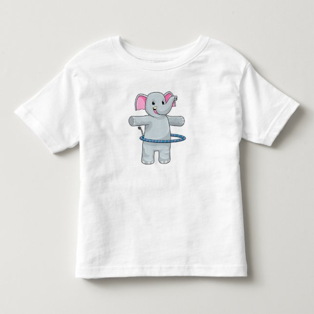Elefant beim Sport mit Reifen der Fitness Kleinkind T-shirt (Vorderseite)