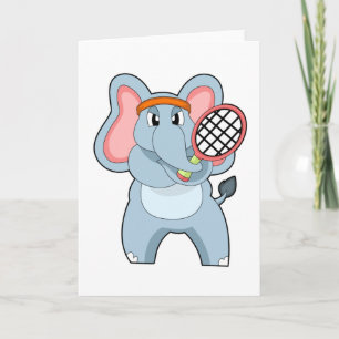Elefant beim Tennis mit Tennisschläger Karte