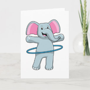 Elefant beim Training mit Fitnessreifen Karte
