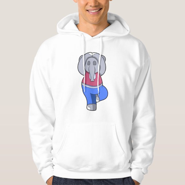 Elefant beim Yoga im Stehenden Hoodie (Vorderseite)