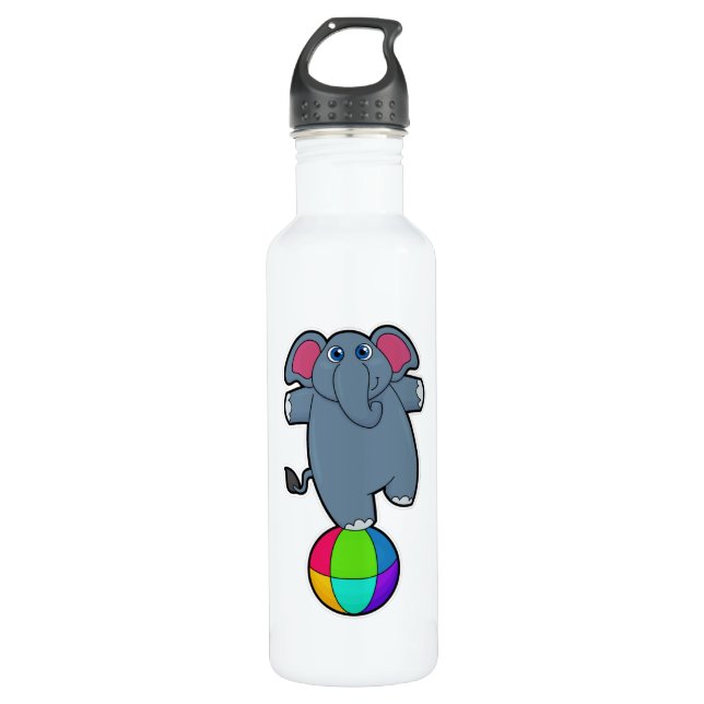 Elefant beim Zirkus mit Zirkusball Edelstahlflasche (Vorderseite)