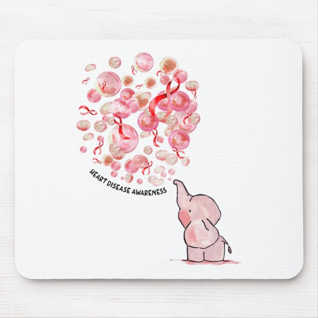 Elefant bläst rote Luftballons auf Herzerkrankung  Mousepad (Vorne)