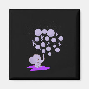 Elefant bläst violette Luftballons auf Überdosieru Magnet