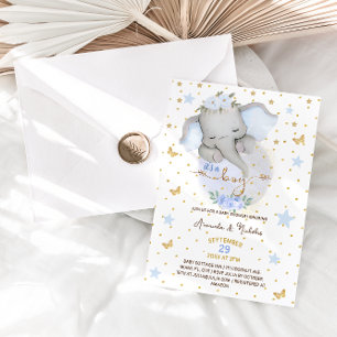 Elefant Blau Baby Boy Shower Süß Einladung