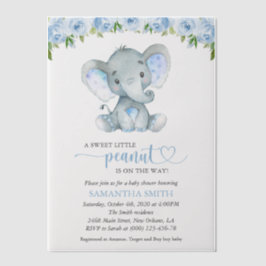 Elefant, blaue Aquarell-Blume, Babydusche