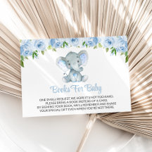 Elefant, Blaue Aquarellblumen, Bücher für Baby
