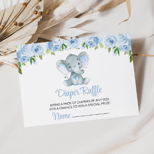 Elefant, blaue Aquarellfarben, Windeln, Blume Begleitkarte