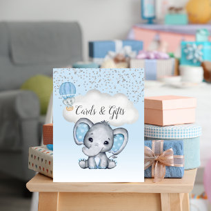 Elefant Blaue Ballon Baby Shower Karten Geschenke Poster