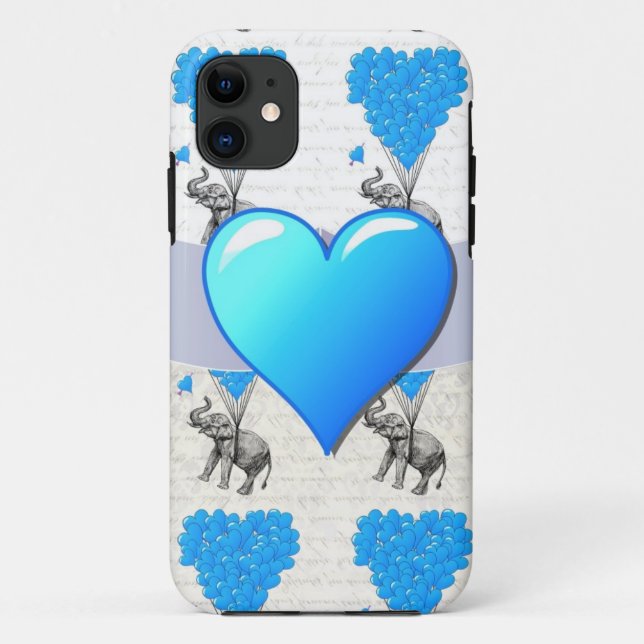 Elefant & blaue Herzballons Case-Mate iPhone Hülle (Rückseite)
