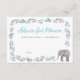 Elefant-blaue und graue Babyparty-Ratekarten Einladung