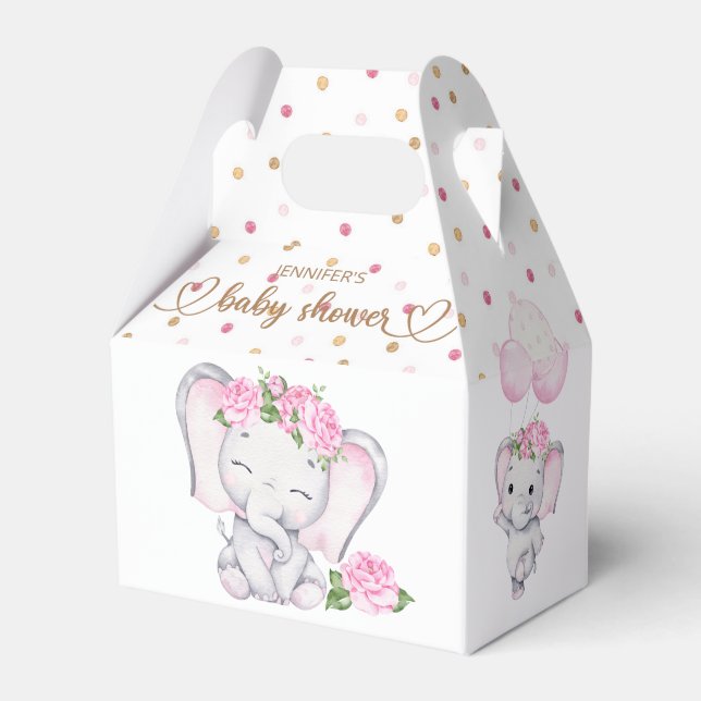 Elefant & Blume Wasserfarbe Kinderdusche Geschenkschachtel (Vorderseite)