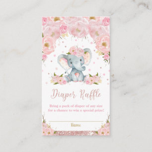 Elefant Blumen Baby Shower Windel-Raffle-Karten Begleitkarte