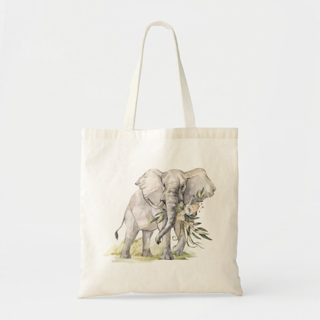Elefant Blumen Tragetasche (Vorne)