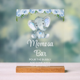 Elefant, Blüten, Babydusche Momosa Bar Acrylschild