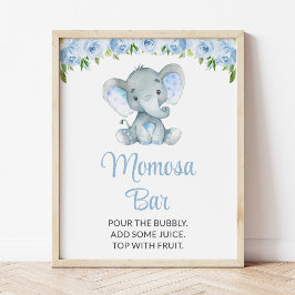 Elefant, Blüten, Babydusche Momosa Bar Poster